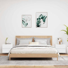 Wall-mounted Bedside Cabinet Set of 2 White Engineered wood