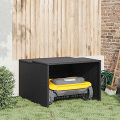 Robot Mower Garage Black PE rattan, powder-coated steel, PP board