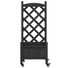 Planter Black Solid fir wood, Iron Medium Portable Planter