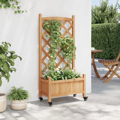 Planter Brown Solid Fir Wood, Iron Planters Planter Rectangular
