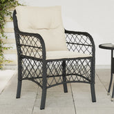 Garden Chair Set of 2 Black PE Rattan, Powder-Coated Steel