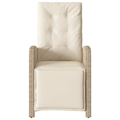 Reclining Garden Chair Beige Poly Rattan Medium