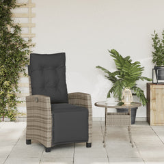 Reclining Garden Chair Grey PE rattan Standard