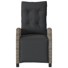 Reclining Garden Chair Grey PE rattan Standard