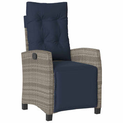 Reclining Garden Chair Grey Poly Rattan, Powder-Coated Steel