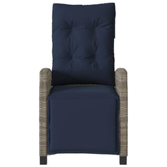 Reclining Garden Chair Grey Poly Rattan, Powder-Coated Steel