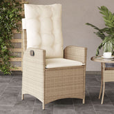 Reclining Garden Chair Beige PE Rattan Standard