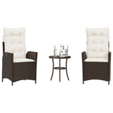Bistro Set Brown PE rattan, powder-coated steel Medium
