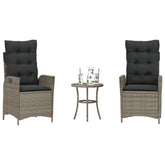 Bistro Set Grey Poly Rattan Removable Covers Bistro Set Round