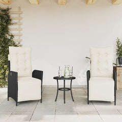 Reclining Garden Chair Set of 2 Black PE rattan Standard