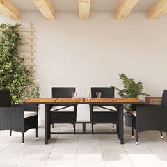 Garden Table Black PE Rattan Large UV-resistant materials