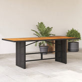 Garden Table Black PE Rattan Large UV-resistant materials