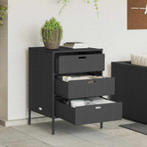 Garden Storage Cabinet Black PE Rattan 21.7x23.2x31.5 in