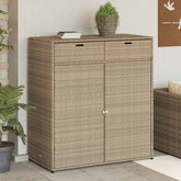 Garden Storage Cabinet Beige Poly Rattan Large