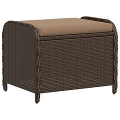 Garden Stool Brown PE Rattan Medium Removable Covers