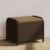 Garden Stool Brown PE Rattan Medium Removable Covers