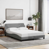 Bed Frame Light Gray 100% Polyester, Metal, Solid Pine Wood, Plywood
