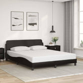 Bed Frame Black Faux leather, metal, solid pine wood, plywood Queen
