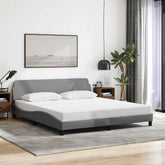 Bed Frame Light Grey Polyester, metal, solid pine wood, plywood