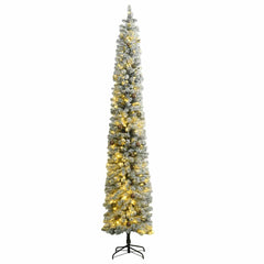 Slim Christmas Tree 300 LEDs & Ball Set & Flocked Snow 106.3