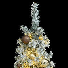 Slim Christmas Tree 300 LEDs & Ball Set & Flocked Snow 106.3