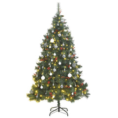 Artificial Hinged Christmas Tree Green, White, Grey PVC, Metal