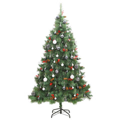 Artificial Hinged Christmas Tree Green, White, Grey PVC, Metal