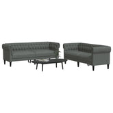 Sofa Set Dark grey 100% polyester, plywood, solid wood