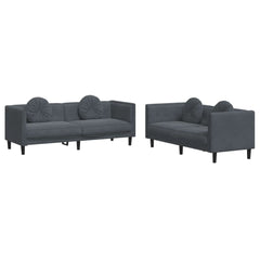 Sofa Set Dark Gray Velvet (100% polyester), plywood, solid wood