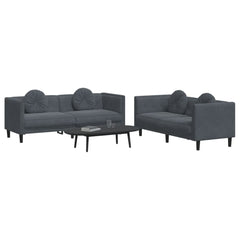 Sofa Set Dark Gray Velvet (100% polyester), plywood, solid wood
