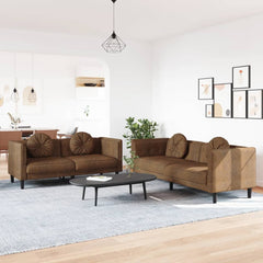 Sofa Set Brown Velvet, plywood, solid wood Large Seats Plenty