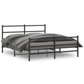 Bed Frame Black Powder-Coated Steel 60x79 in Bed Frame