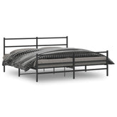 Bed Frame Black Powder-Coated Steel 76 x 79.9 in Bed Frame