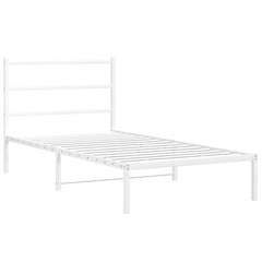 Bed Frame White Steel Twin Breathable Design Bed Frame