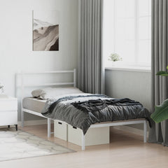 Bed Frame White Steel Twin Breathable Design Bed Frame