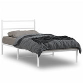 Bed Frame White Steel Twin Breathable Design Bed Frame