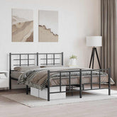 Bed Frame Black Powder-Coated Steel King Size Bed Frame