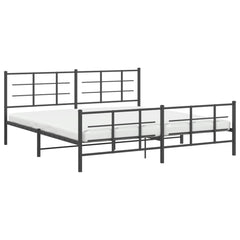 Bed Frame Black Steel Double Bed Frame Rectangular Modern