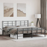 Bed Frame Black Steel Double Bed Frame Rectangular Modern
