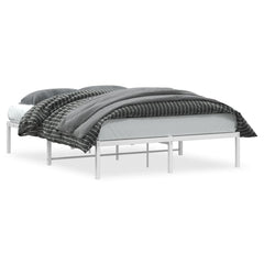 Bed Frame White Steel Full Bed Frame Rectangle Modern