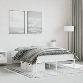 Bed Frame White Steel Full Bed Frame Rectangle Modern
