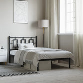 Metal Bed Frame without Mattress with Headboard Black 39.4x78.7