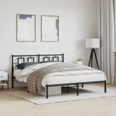 Bed Frame Black Powder-Coated Steel King Bed Frame Rectangular