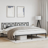 Bed Frame Black Steel 76.0 x 80.0 in Bed Frame Rectangular