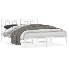 Bed Frame White Steel King Bed Frame Rectangular Modern