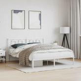 Bed Frame White Steel King Bed Frame Rectangular Modern