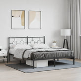 Bed Frame Black Steel 59x79 in King Size Industrial Bed Frame