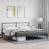 Bed Frame Black Powder-Coated Steel Double Metal Bed Frame