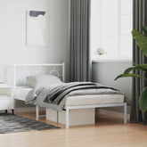Bed Frame White Steel Twin Bed Frame Rectangular Industrial