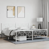 Bed Frame White Powder-Coated Steel Double Durable Bed Frame